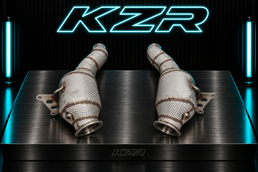 Ferrari 458 – Downpipes med 200 Cells Racekatalysator & Värmeskydd